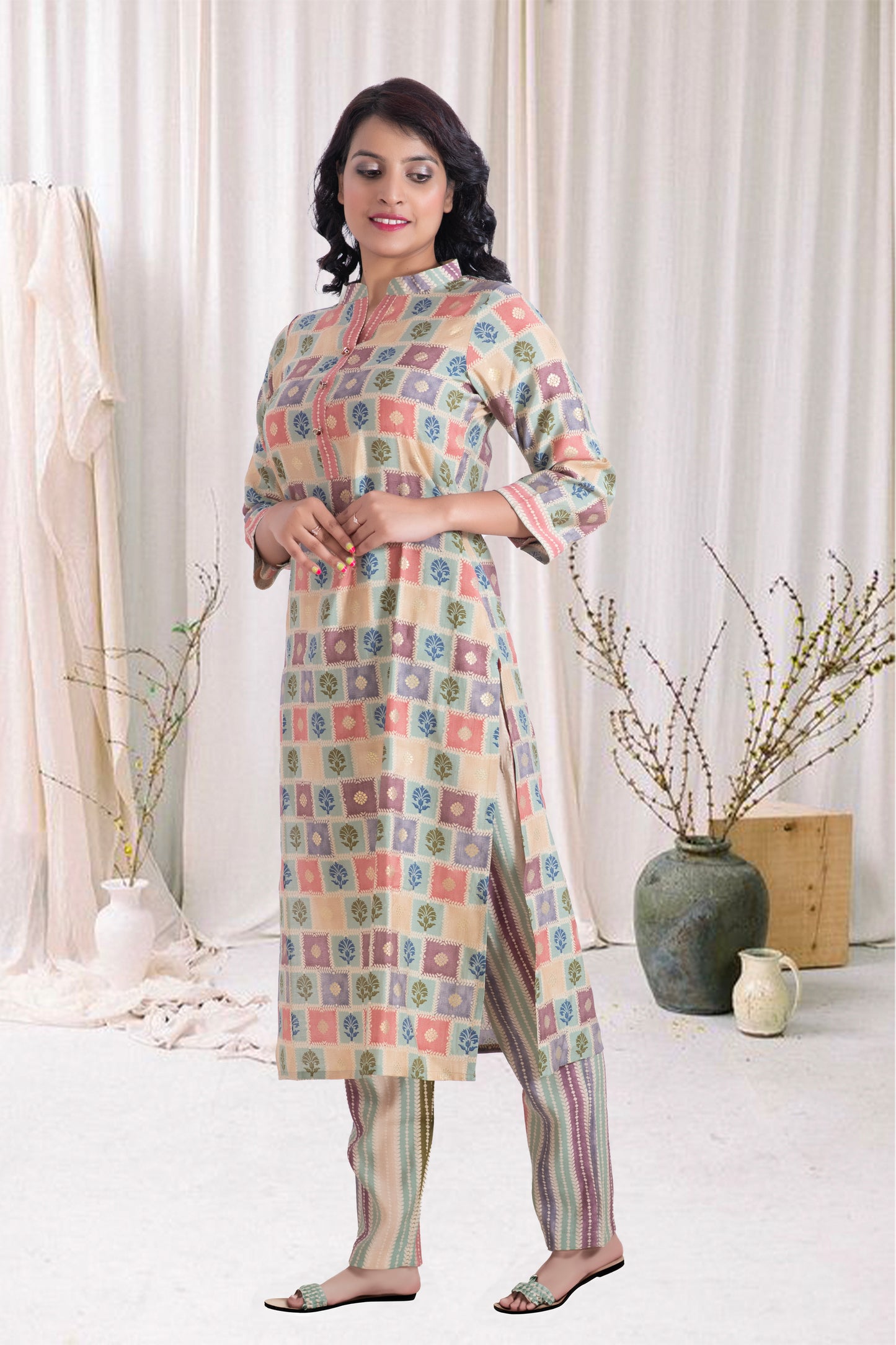 Cotton Printed Kurti Pant Set