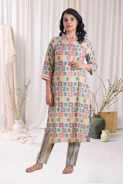 Cotton Printed Kurti Pant Set