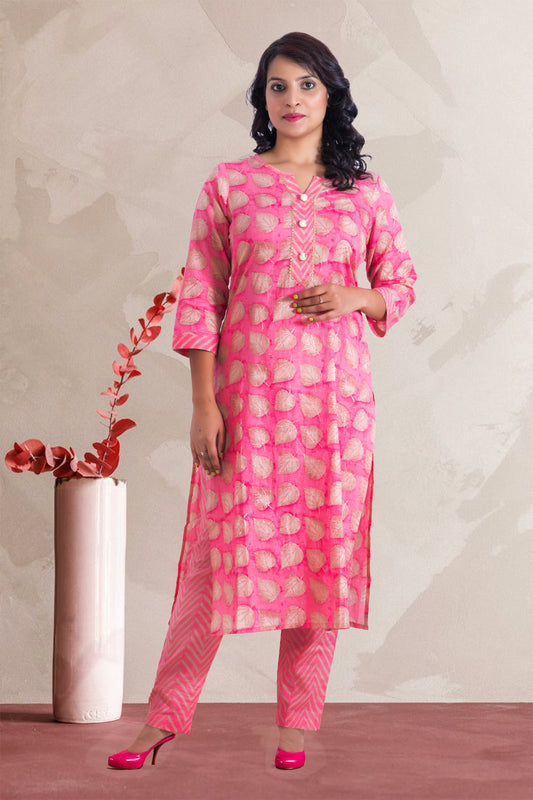 Cotton Printed Kurti Pant Set