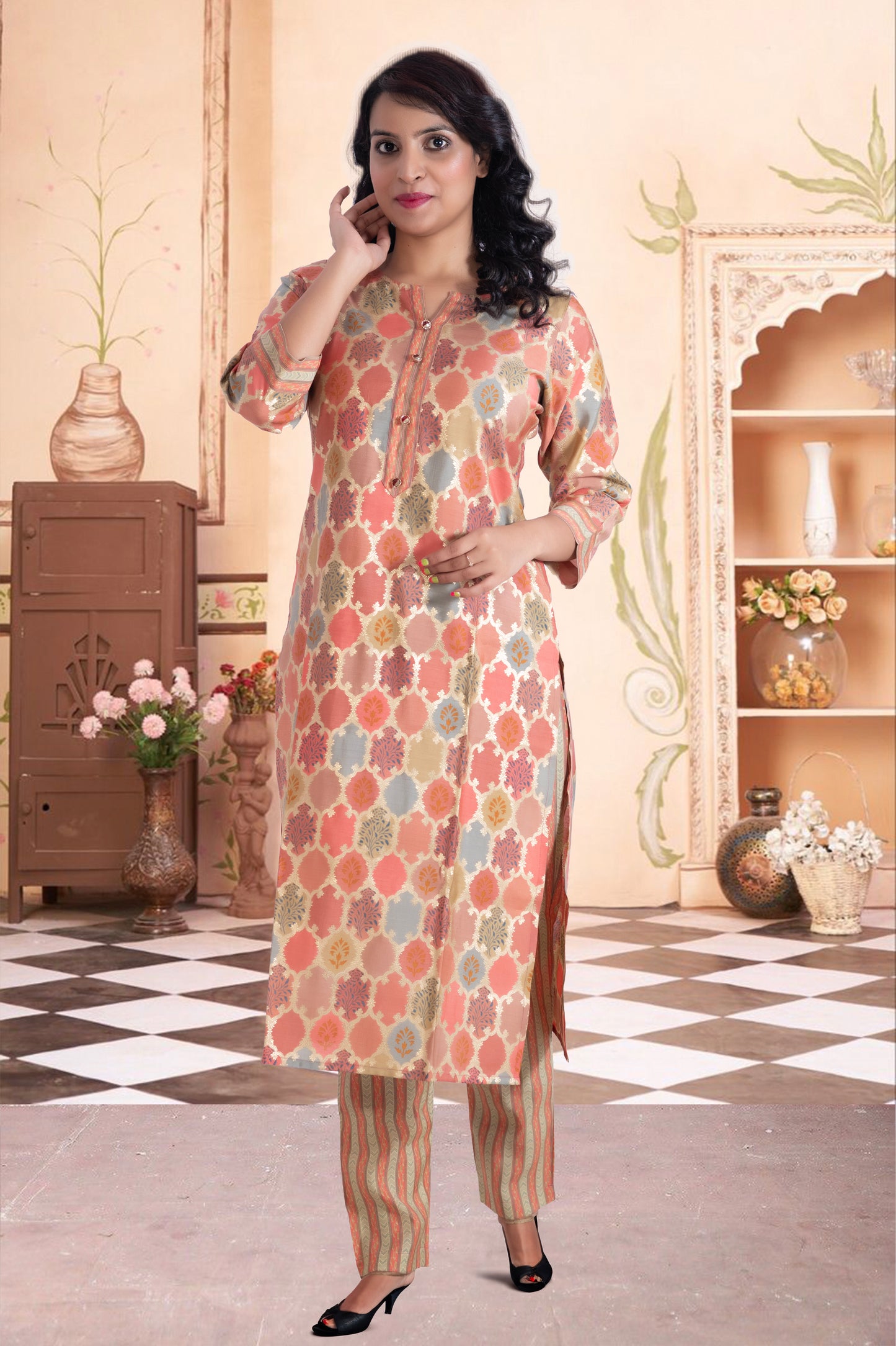 Cotton Printed Kurti Pant Set